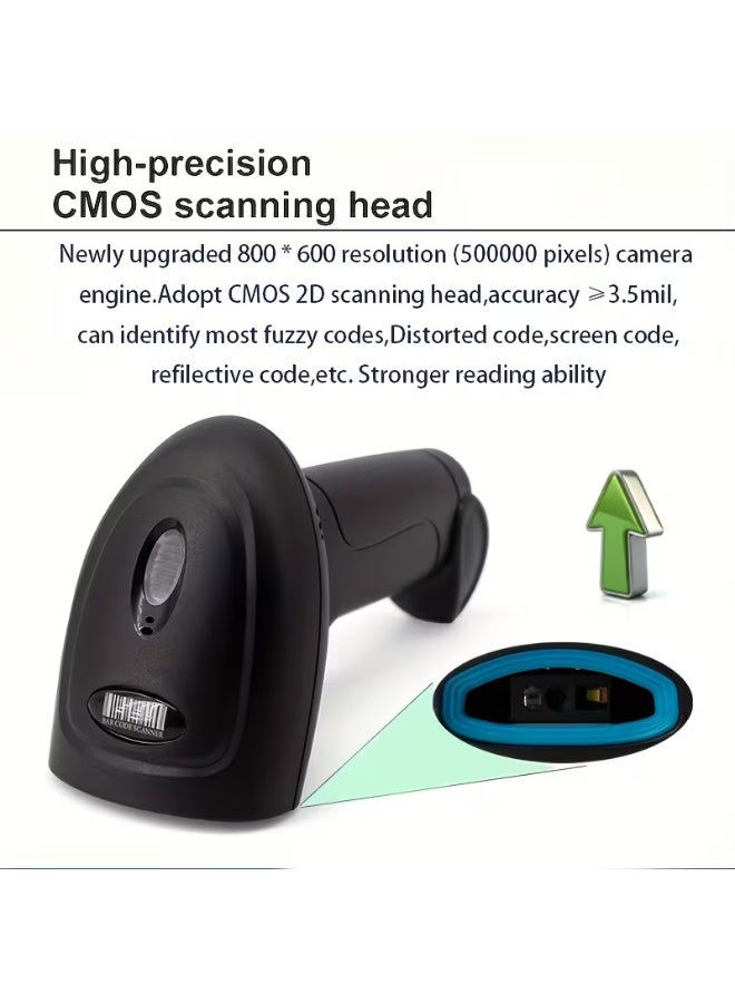 2D Barcode Scanner Handheld USB & Wireless, 1D/2D QR Code Reader with CMOS, Wired 2.4G & Bluetooth for Retail, Warehouse & Mobile Payment - Image 5