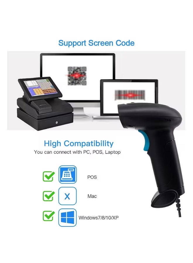 2D Barcode Scanner Handheld USB & Wireless, 1D/2D QR Code Reader with CMOS, Wired 2.4G & Bluetooth for Retail, Warehouse & Mobile Payment - Image 4
