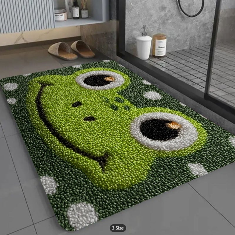 Plush Frog Bathroom Mat 19.69x31.5 Inches Machine Washable Soft Plush Floor Carpet - Image 1