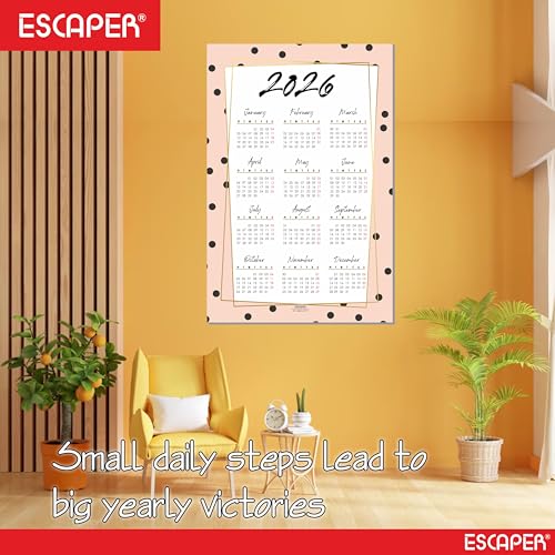 ESCAPER Wall Calendar 2026 – 12 x 18 Inch, Laminated 300 GSM Paper, Easy-to-Stick, Durable & Stylish Yearly Planner for Home, Office & Gift for Family or Colleagues - Image 5