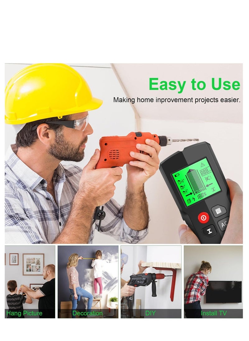 5-in-1 Wall Scanner, Stud Finder, Micro Intelligent Processor Chip and LCD Display Screen, Used to Locate AC Wire Metal Stud Support Beam Connection Pipes at the Center and Edge of Wood - Image 5