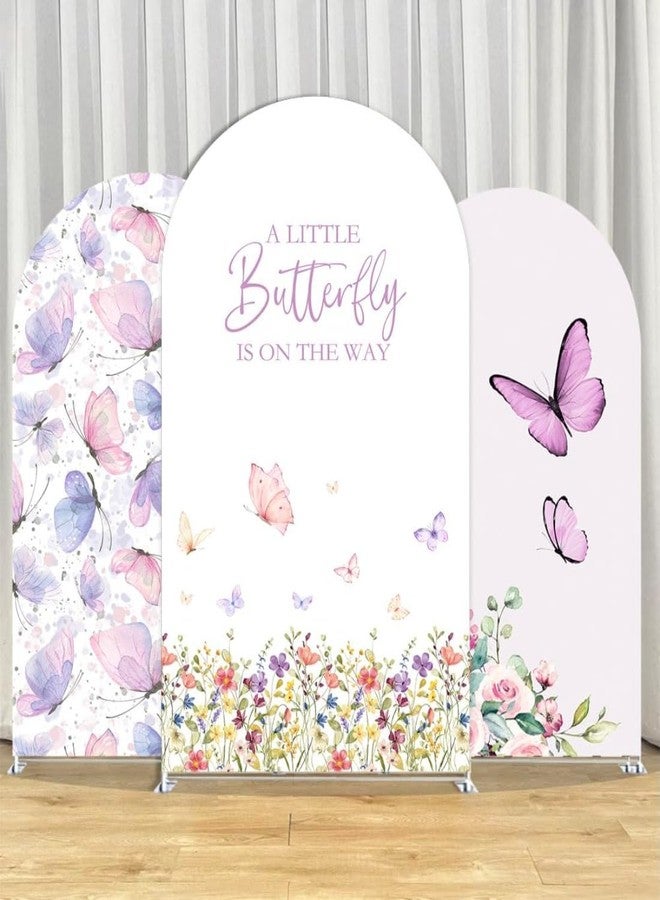 FiVan A Little Butterfly is On The Way Arch Backdrop Cover Curved Stand Elastic Spandex Background Girl Birthday Baby Shower Party Decoration Props (G-3343,6FT (6x2.6ft)) - Image 5