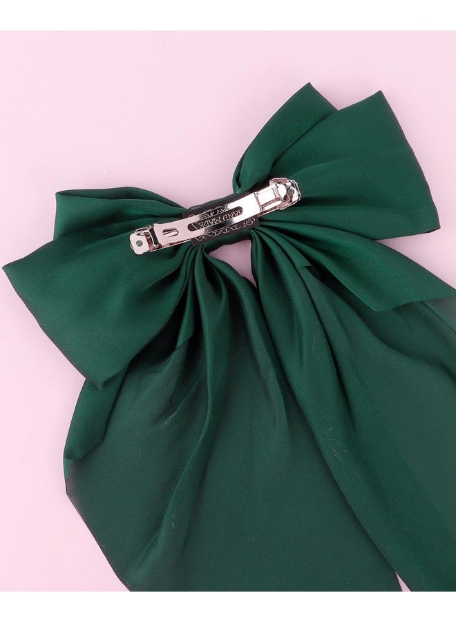 Wecoe Green Satin Hair Barrettes - 4pcs Large Clips With Long Tail, Cute Hair Accessories for Girls and Women, Accesorios Para El Cabello Gift - Image 5