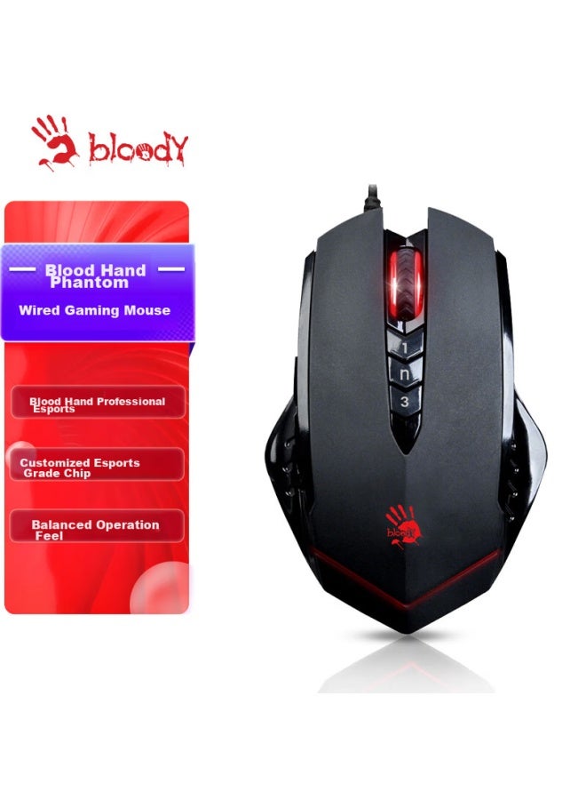 A4tech V8m Activated Edition, Blood Hand Phantom Gaming Mouse Wired, Macro Programming Mechanical Laptop Desktop Computer Fps Pubg Cf Large Hand Mouse, Black - Image 2