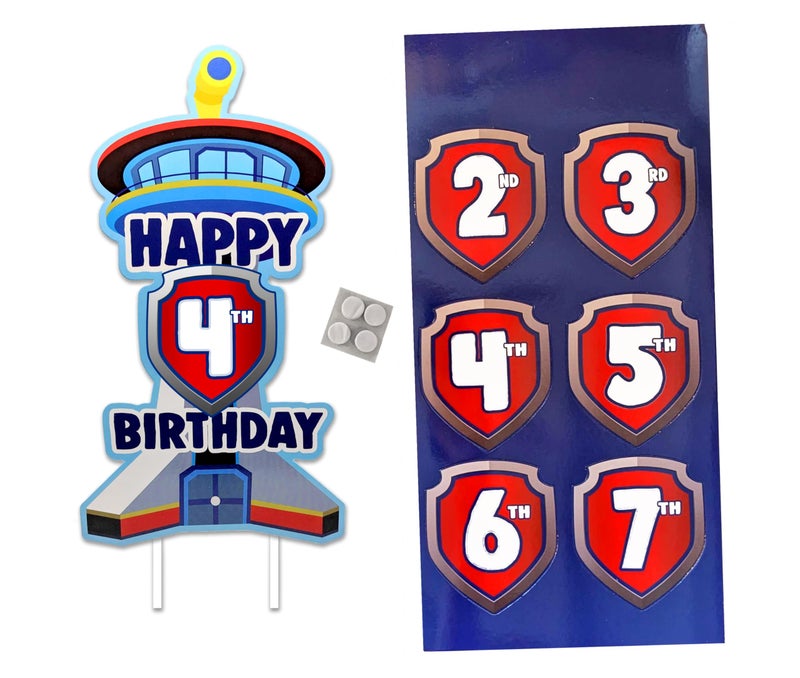 Think Green Fun Custom Age Birthday Cake Topper for Patrol Boys and Girls Party Decorations - Image 2