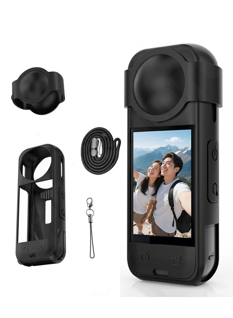 For Insta360 X5 Silicone Protective Case Shockproof Soft Rubber Shell Cover Anti Scratch Lens Cap Sleeve Durable Housing Protector for Insta360 X5 Camera Accessories Black  - Image 1