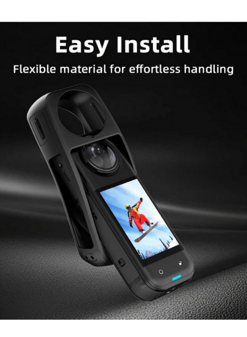 For Insta360 X5 Silicone Protective Case Shockproof Soft Rubber Shell Cover Anti Scratch Lens Cap Sleeve Durable Housing Protector for Insta360 X5 Camera Accessories Black  - Image 5