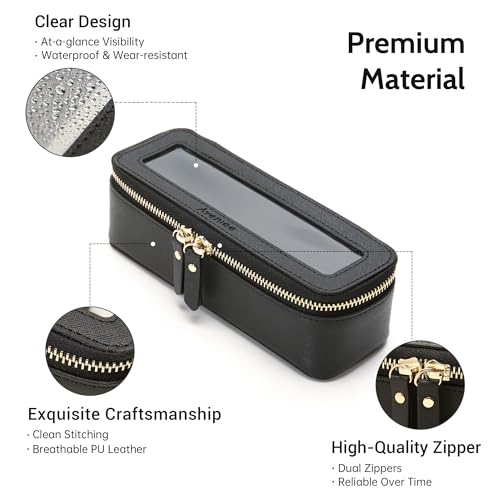 Aveniee Clear Makeup Brush Bag,Slim Cosmetic Brush Holder,Small Toiletry Bag Mini Travel Case for Women,Thin Make up Bags with Dual Zipper,Cute Travel Essentials Organizer,Black - Image 3