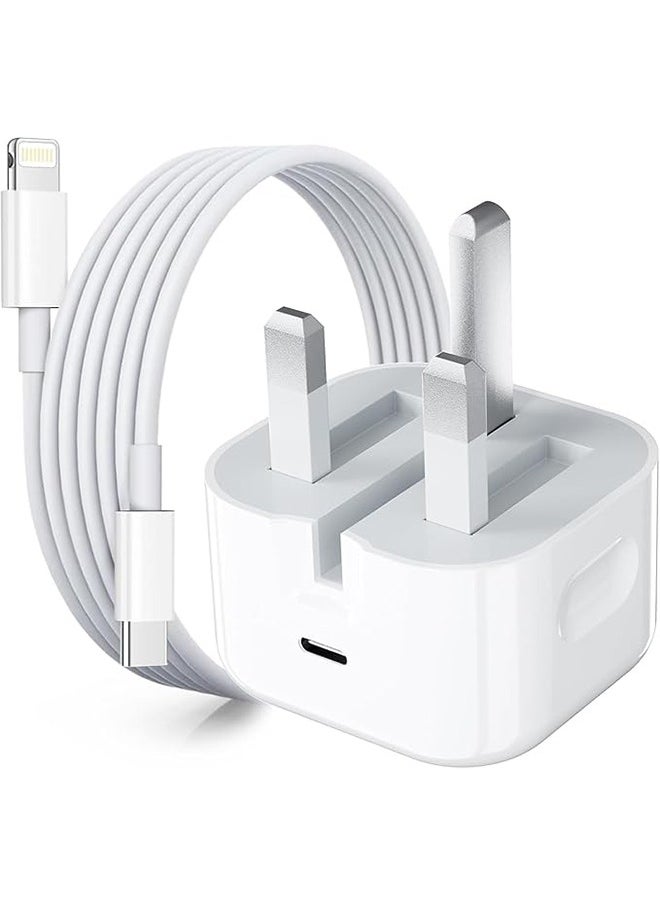 Generic - 20W Fast Charger | USB C Wall Fast Charger with 1m USB C to Lightning Cable Compatible with iPhone 14/14 Pro/14 Pro Max/13/12/SE2020/11/XR/XS Max/X/iPad - Image 1