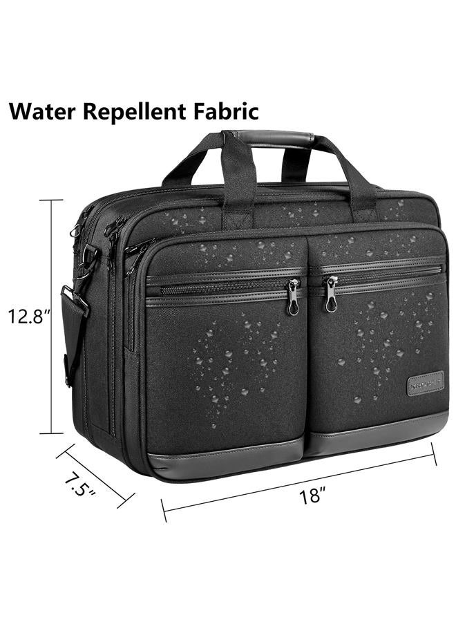 KROSER Laptop Bag Stylish Laptop Briefcase Fits Up to 17.3 Inch Expandable Water-Repellent Shoulder Messenger Bag Computer Bag with RFID Pockets for Business/Travel/School/College/Men/Women-Black - Image 4