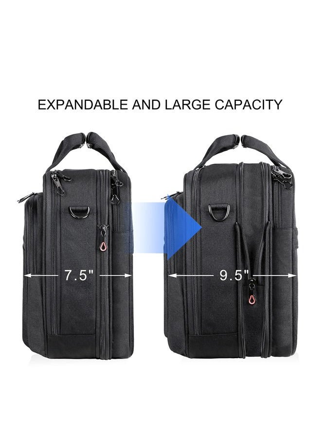 KROSER Laptop Bag Stylish Laptop Briefcase Fits Up to 17.3 Inch Expandable Water-Repellent Shoulder Messenger Bag Computer Bag with RFID Pockets for Business/Travel/School/College/Men/Women-Black - Image 3
