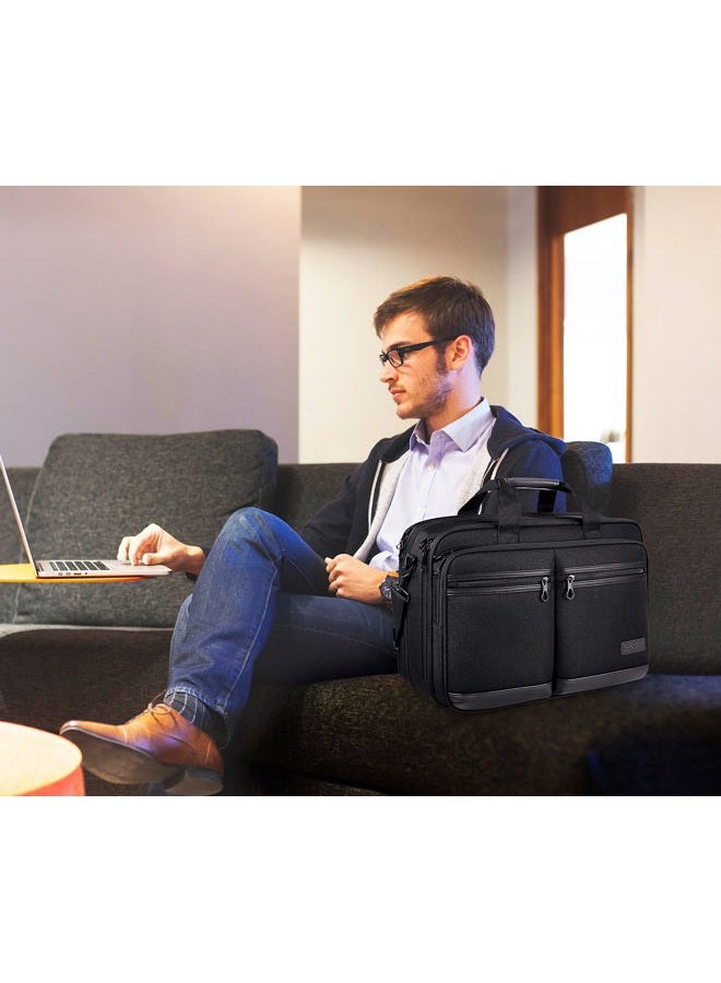 KROSER Laptop Bag Stylish Laptop Briefcase Fits Up to 17.3 Inch Expandable Water-Repellent Shoulder Messenger Bag Computer Bag with RFID Pockets for Business/Travel/School/College/Men/Women-Black - Image 2