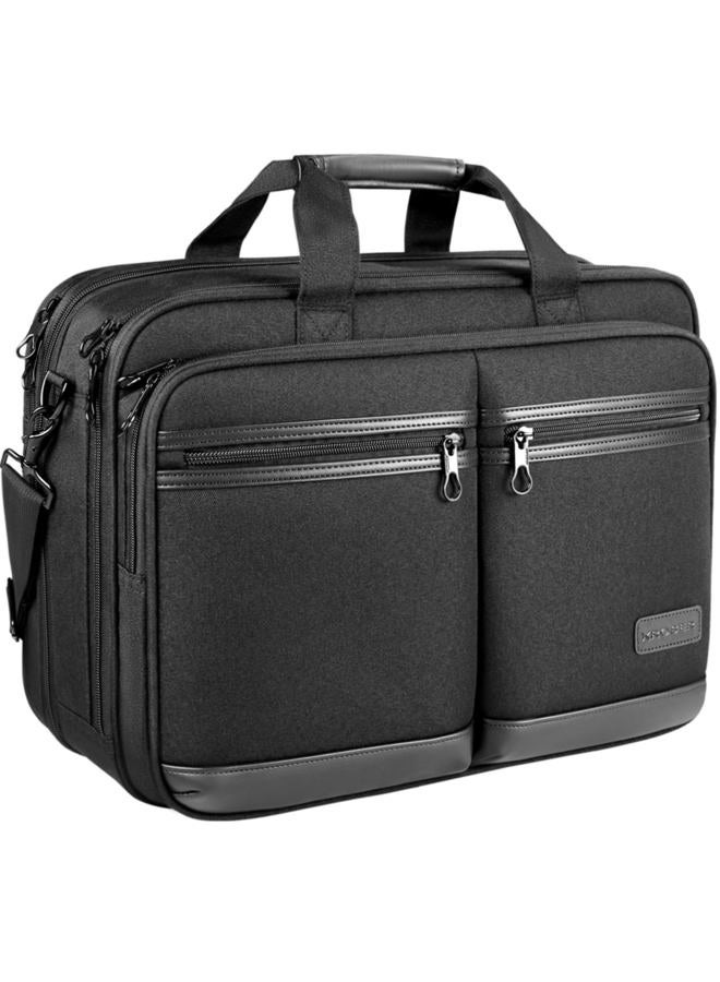 KROSER Laptop Bag Stylish Laptop Briefcase Fits Up to 17.3 Inch Expandable Water-Repellent Shoulder Messenger Bag Computer Bag with RFID Pockets for Business/Travel/School/College/Men/Women-Black - Image 1