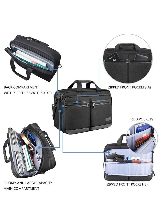 KROSER Laptop Bag Stylish Laptop Briefcase Fits Up to 17.3 Inch Expandable Water-Repellent Shoulder Messenger Bag Computer Bag with RFID Pockets for Business/Travel/School/College/Men/Women-Black - Image 5