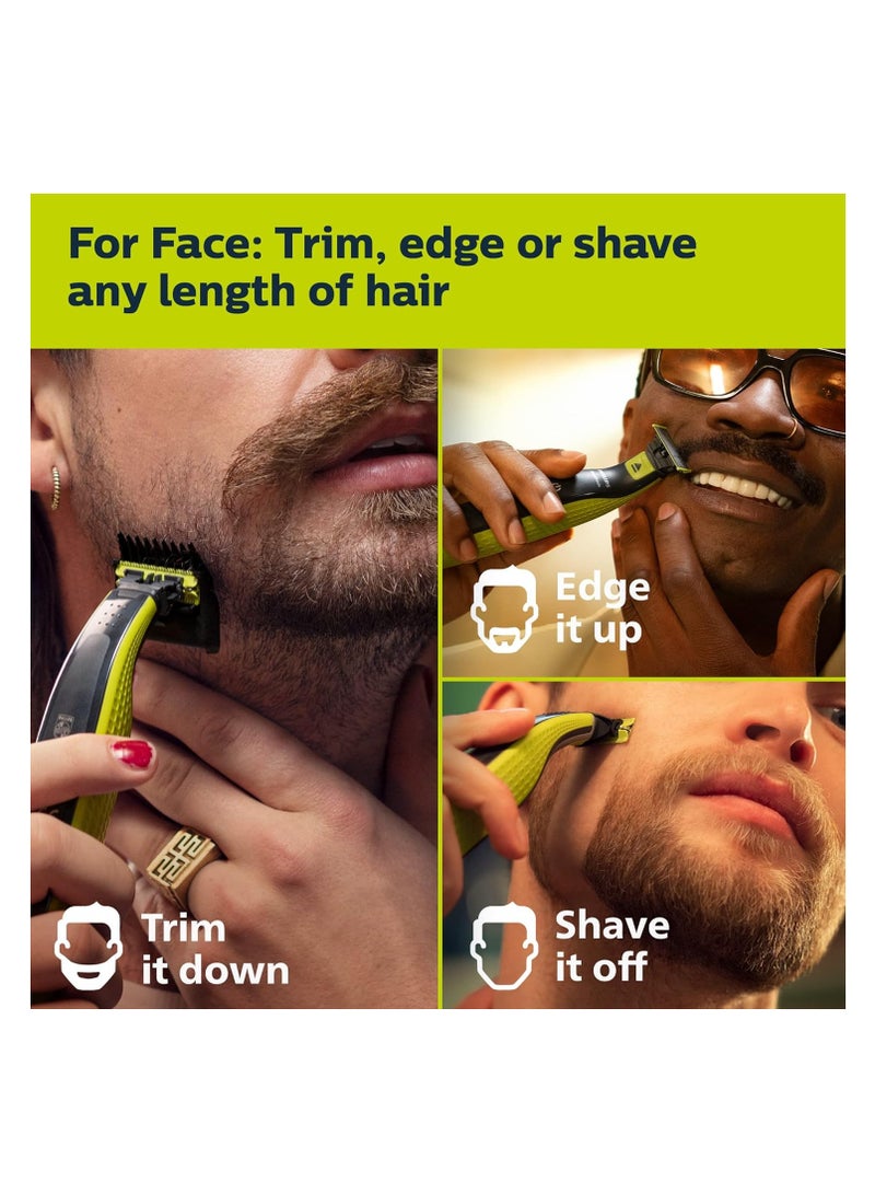 Philips Norelco OneBlade 360 Face, Hybrid Electric Beard Trimmer And Shaver With 5-in-1 Face Stubble Comb, Frustration Free Packaging, QP2724/90 - Image 3