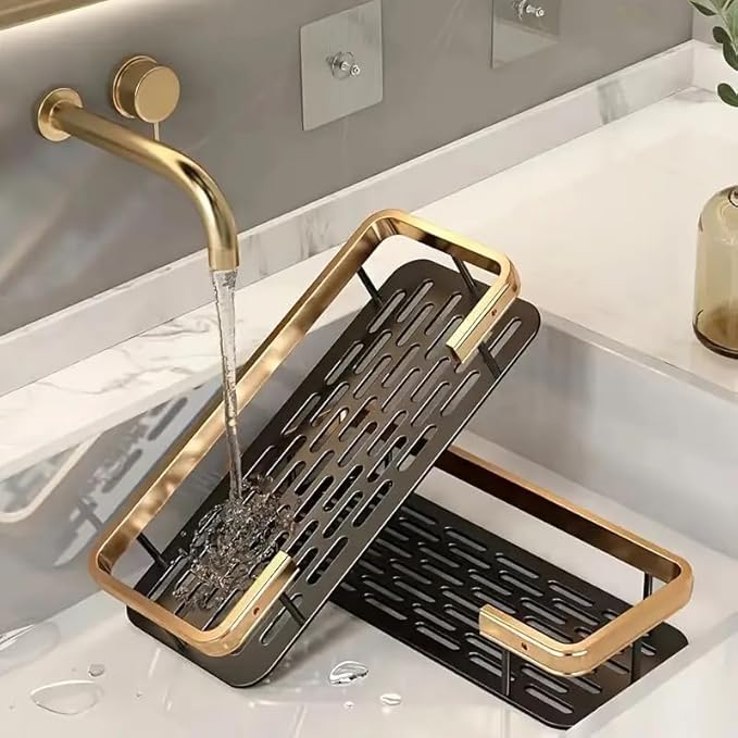 ACUDY Premium Aluminum Shower Caddy Shelf (Golden) | Self-Adhesive Wall Mounted Bathroom & Kitchen Organizer | Space-Saving Punch-Free Storage Rack (Pack of 1) - Image 3