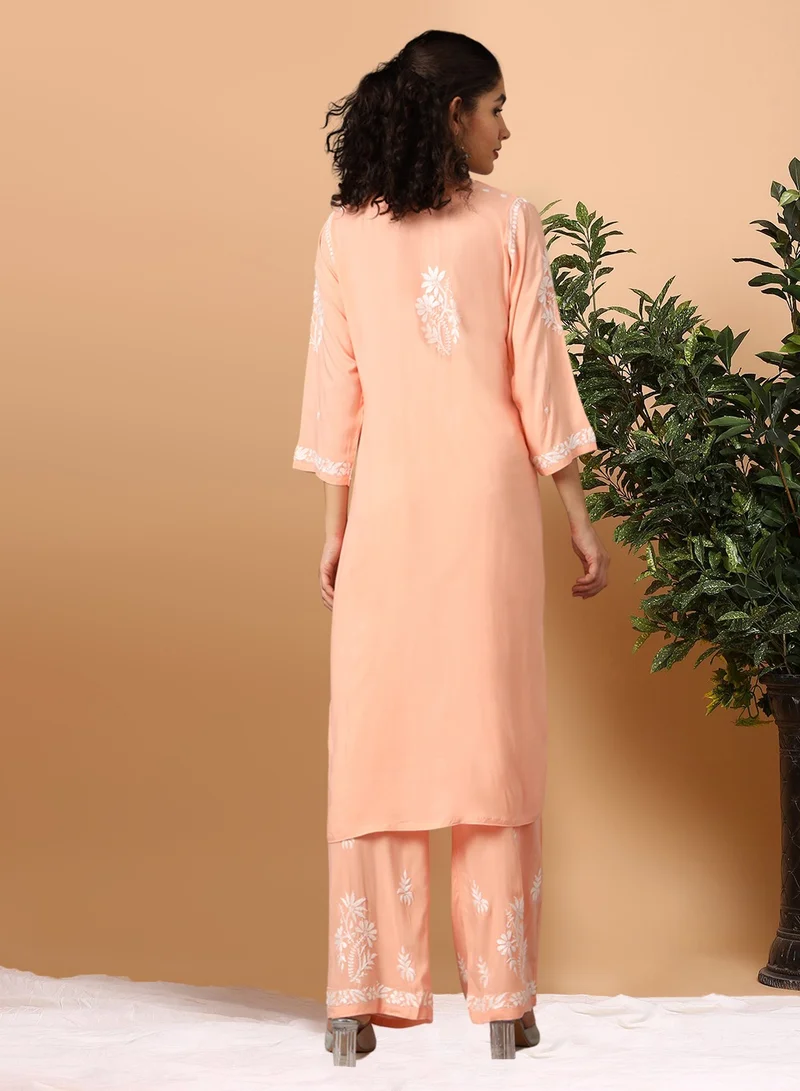 Alaya Women Hand Embroidered Chikankari Modal Kurta Set-AL3600KS