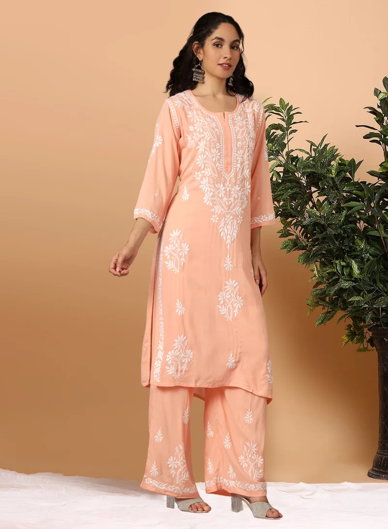 Alaya Women Hand Embroidered Chikankari Modal Kurta Set-AL3600KS
