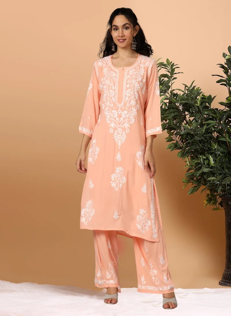 Women Hand Embroidered Chikankari Modal Kurta Set-AL3600KS