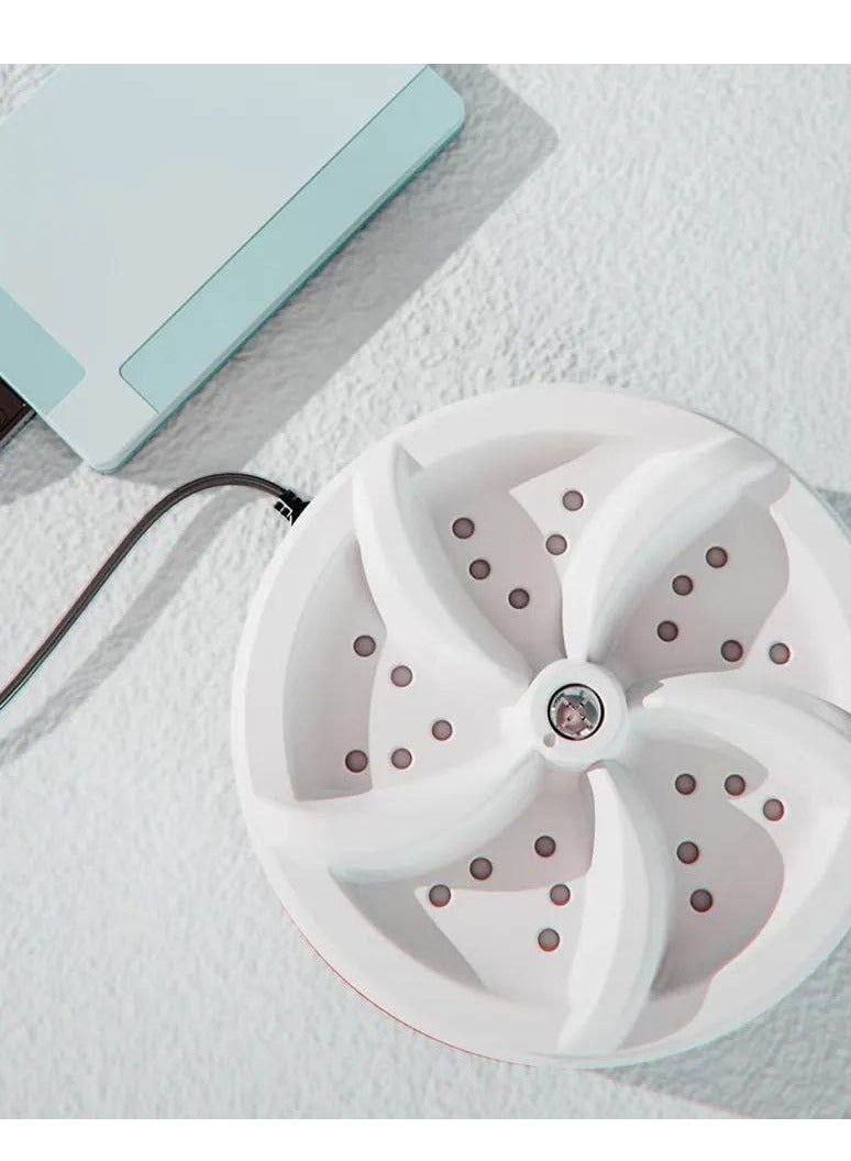 غسالة صغيرة محمولة للحوض مع مزود طاقة USB قدرة 30 وات، غسالة تربو بالموجات فوق الصوتية، منظف توربين للشرابات ملابس الأطفال الملابس الداخلية، امنة ضد الماء H - Image 1