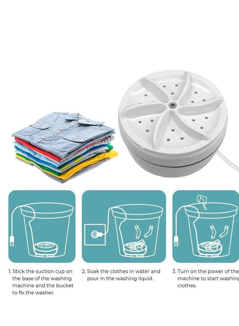 غسالة صغيرة محمولة للحوض مع مزود طاقة USB قدرة 30 وات، غسالة تربو بالموجات فوق الصوتية، منظف توربين للشرابات ملابس الأطفال الملابس الداخلية، امنة ضد الماء H - Image 3