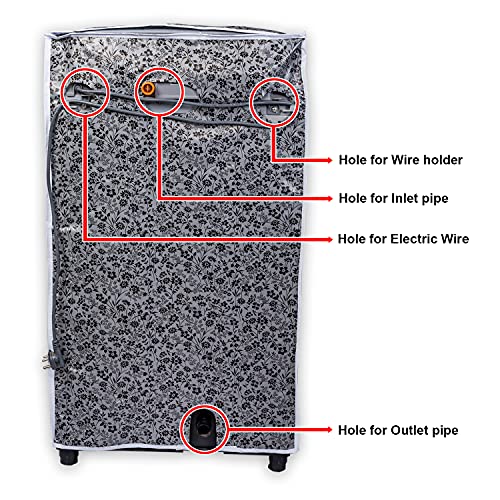 Classic® Top Load Washing Machine Cover Suitable for Samsung Back Panel 6 Kg, 6.5 Kg, 7 Kg, 7.5 Kg, 8 Kg (55cmsX55cmsX92cms, Black & Grey, Medium) - Image 5