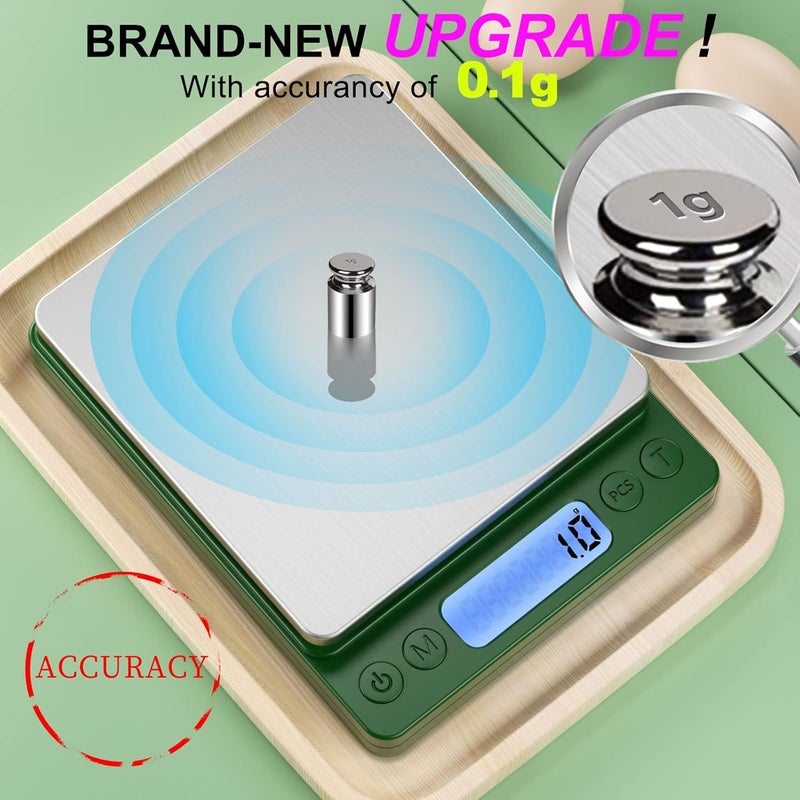 Yoncon Digital Food Scale for Food Ounces and Grams， 3000g/0.1gram Accuracy Multifunctional Kitchen Scale for Cooking, Baking | Small Size for Easy Storage | Tare Function - Image 2