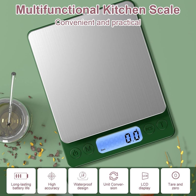 Yoncon Digital Food Scale for Food Ounces and Grams， 3000g/0.1gram Accuracy Multifunctional Kitchen Scale for Cooking, Baking | Small Size for Easy Storage | Tare Function - Image 5