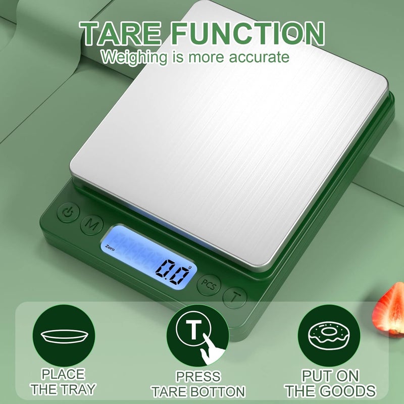 Yoncon Digital Food Scale for Food Ounces and Grams， 3000g/0.1gram Accuracy Multifunctional Kitchen Scale for Cooking, Baking | Small Size for Easy Storage | Tare Function - Image 4