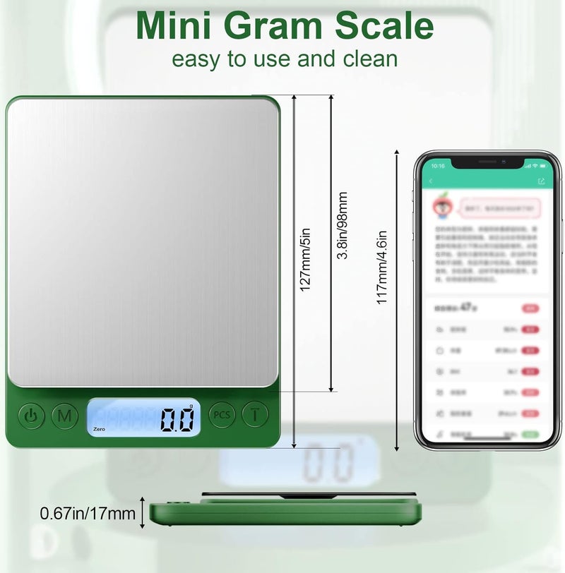 Yoncon Digital Food Scale for Food Ounces and Grams， 3000g/0.1gram Accuracy Multifunctional Kitchen Scale for Cooking, Baking | Small Size for Easy Storage | Tare Function - Image 3