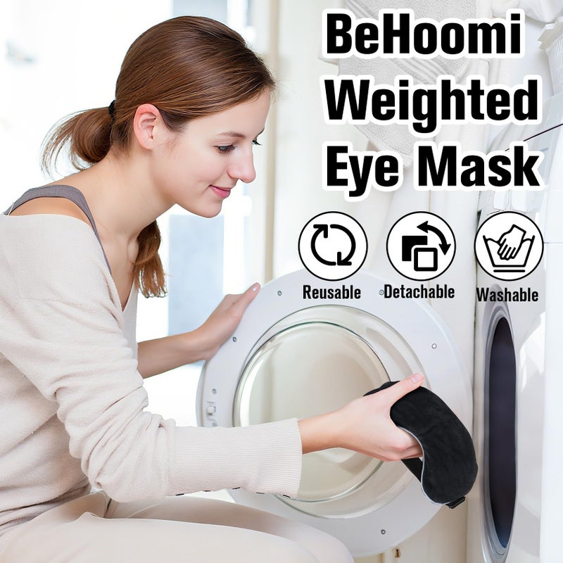 BeHoomi Heated Eye Mask Warm Compress for Eyes, Soothing Weighted Eye Mask for Sleeping, Microwave Moist Heating Pad Hot Compress for Eyes Relaxation, Reusable Sleep Mask for Home, Office (Black) - Image 4