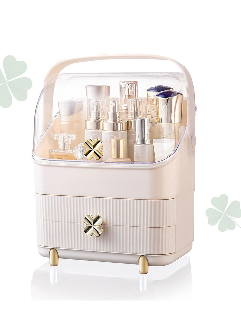 Excefore Makeup Organizer With Cover, Portable Makeup Holder, Cosmetic Accessories Holder, Makeup Storage With Handle, Dustproof Cosmetic Box,  Neat Tidy Beauty Box, High-Capacity Makeup Holder - Image 1