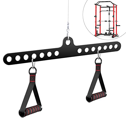 VOHYOV Fitness Home Pulley System Gym Accessories Spreader Bar Multi Grip Wide Lat Pull Down Bar D Handle Cable Bar Rope Attachments Cable Machine for Back Strength Train Functional Trainer Attachment - Image 3