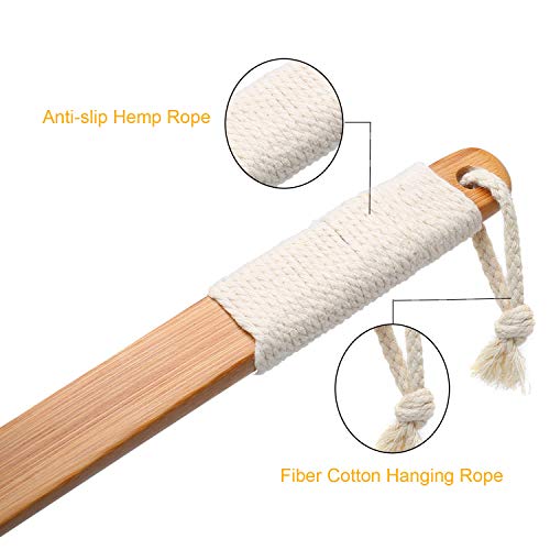 Leotruny 100% Natural Exfoliating Loofah with Long Wooden Handle Shower Back Brush (Off-White (2 Pack)) - Image 4