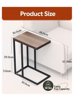 Chulovs Side Table End Table Living Room C Shaped Table for Sofa Couch and Large Desktop C Table for Bedroom with Sturdy Metal Legs  - Image 3