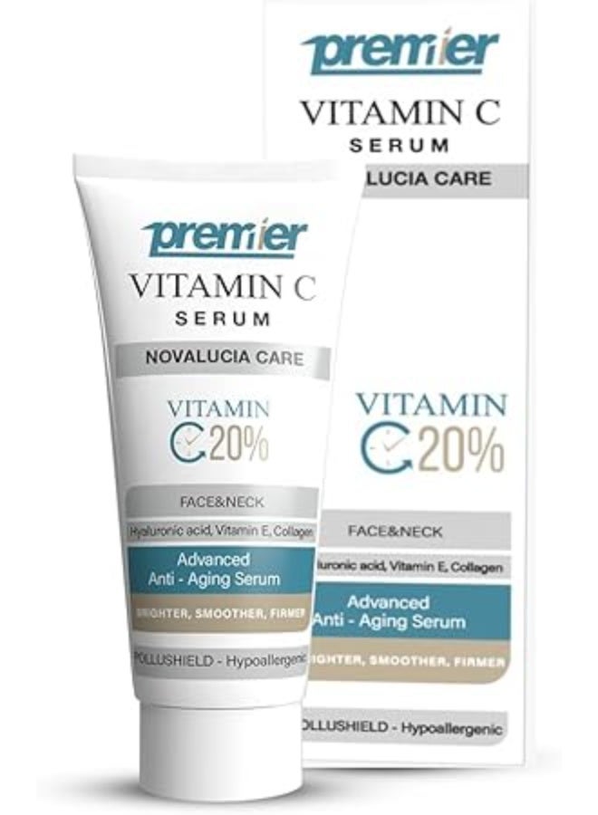Premier Nova-Lucia Hypoallergenic Brightening, Smoothing & Anti-Aging Facial Night Serum with Vitamin C, E & Hyaluronic Acid for All Skin Types - parabens free 