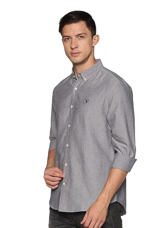 U.S. ELK Men's Button Down Shirt | Casual Slim Fit Shirt | Long Sleeve Oxford Shirts For Men | Smart Fit Cuff - Grey  - Image 2