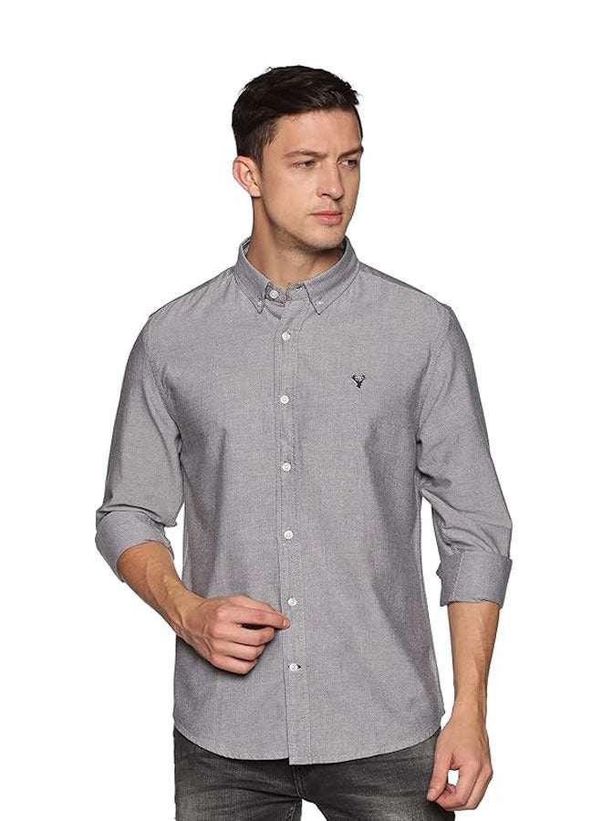 Men's Button Down Shirt | Casual Slim Fit Shirt | Long Sleeve Oxford Shirts For Men | Smart Fit Cuff - Grey
