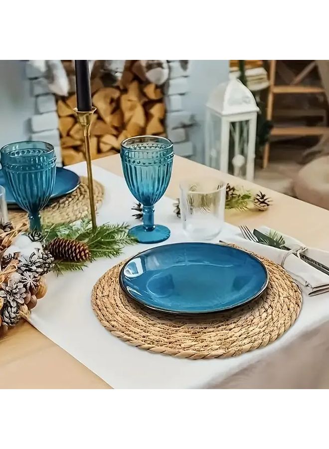 10 Packs Handwoven Grass Placemats Heat Resistant Table Protectors Japanese Style Bohemian Round - Image 2