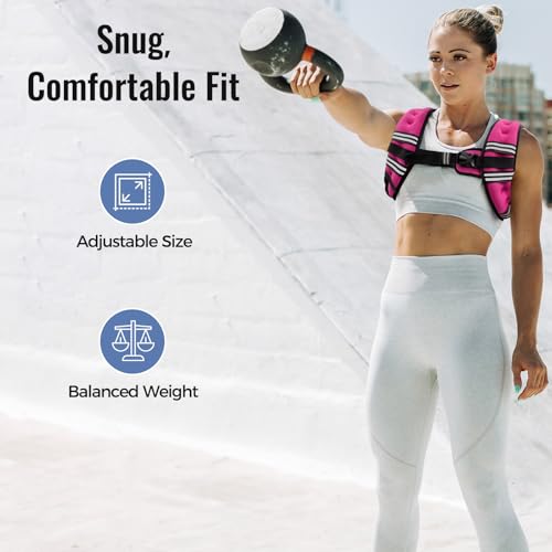 Zeerun Weighted Vest for Women & Men with Reflective Stripe and Adjustable Buckle, Comfortable & Durable Rucking Vest for Walking, Running & Strength Training, 6LBS-Pink - Image 3