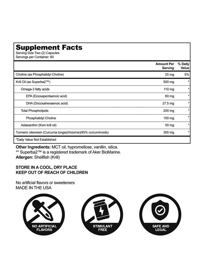 FIRST ENDURANCE Halo Joint Health Supplement - Krill Oil, Choline, Curcumin, Improves Joint Comfort, Accelerates Recovery, Superior Absorption Extra Strength Joint Support, 60 Liquid Capsules - Image 3