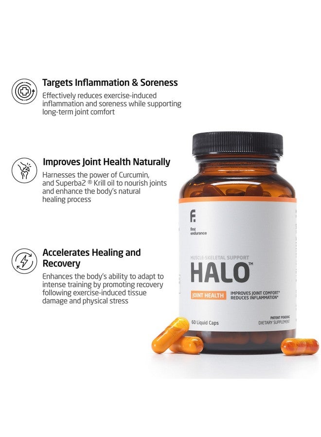 FIRST ENDURANCE Halo Joint Health Supplement - Krill Oil, Choline, Curcumin, Improves Joint Comfort, Accelerates Recovery, Superior Absorption Extra Strength Joint Support, 60 Liquid Capsules - Image 2