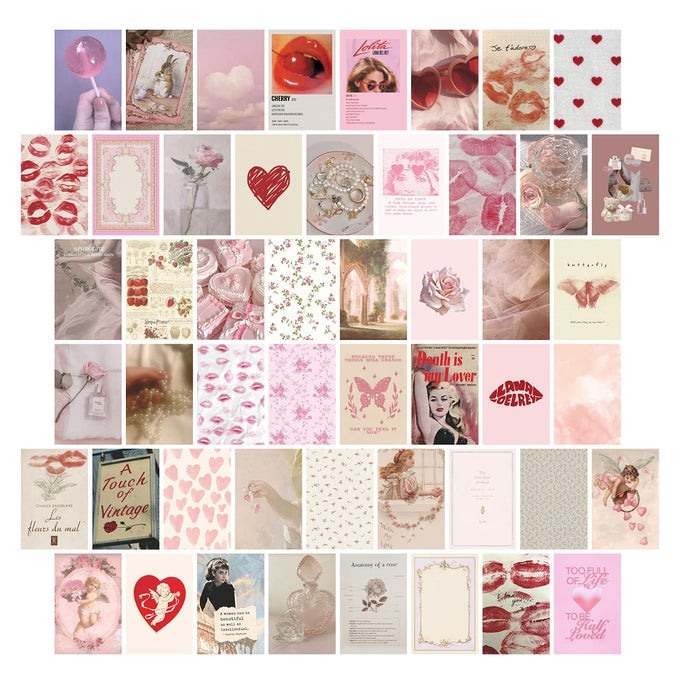 COQUETTE ROOM DECOR AESTHETIC COQUETTE WALL COLLAGE KIT 50PCS COQUETTE POSTERS 4 6 PINK ROOM DECOR AESTHETIC VINTAGE PRINTS
