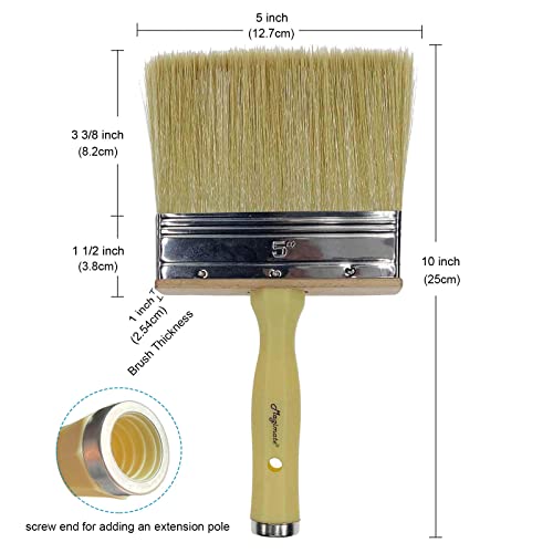 Magimate Deck Brush for Applying Stain, 5-inch Paint Brush, Medium Size for Quick Decking, Fence, Walls and Furniture Paint Application, Handle Threaded for Extension Use, Multicolor - Image 4
