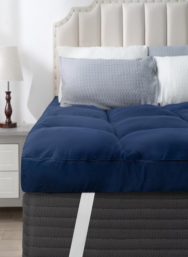 بلوبيري مرتبة علوية قطن،مرتبة مبطنة قابلة للطي، وسادة نوم سميكة للغاية قابلة للطي وجيدة التهوية، سرير للضيوف لغرفة المعيشة وغرفة النوم والتخييم، 4 أشرطة مطاطية في الزوايا، الارتفاع 6 سم، مقاس 200×200 سم - Image 1