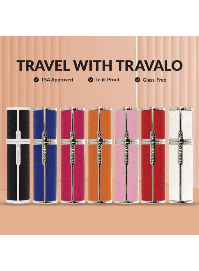 Travalo رذاذ عطر ترافالو ميلانو مقاوم للتسرب ومعتمد من TSA للسفر الجوي قابل لإعادة الاستخدام سهل التعبئة مضخة صغيرة خفيفة الوزن من الجلد النباتي مع غلاف معدني مصقول برتقالي - Image 4