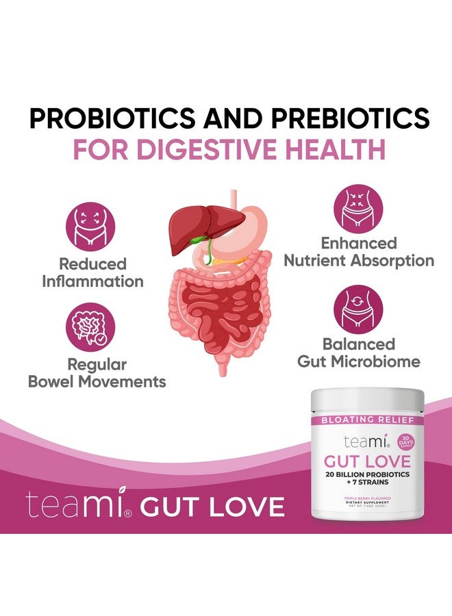 teami Teami Prebiotic and Probiotic Powder for Women - Promotes Digestion, Bloating Relief & Belly Balance - Gut Health Powder with 20 Billion Probiotics & 7 strains - Triple Berry Gut Love, 30 Servings - Image 4