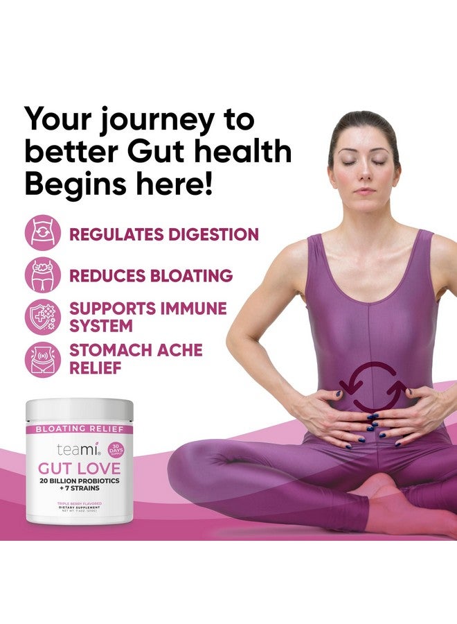 teami Teami Prebiotic and Probiotic Powder for Women - Promotes Digestion, Bloating Relief & Belly Balance - Gut Health Powder with 20 Billion Probiotics & 7 strains - Triple Berry Gut Love, 30 Servings - Image 3
