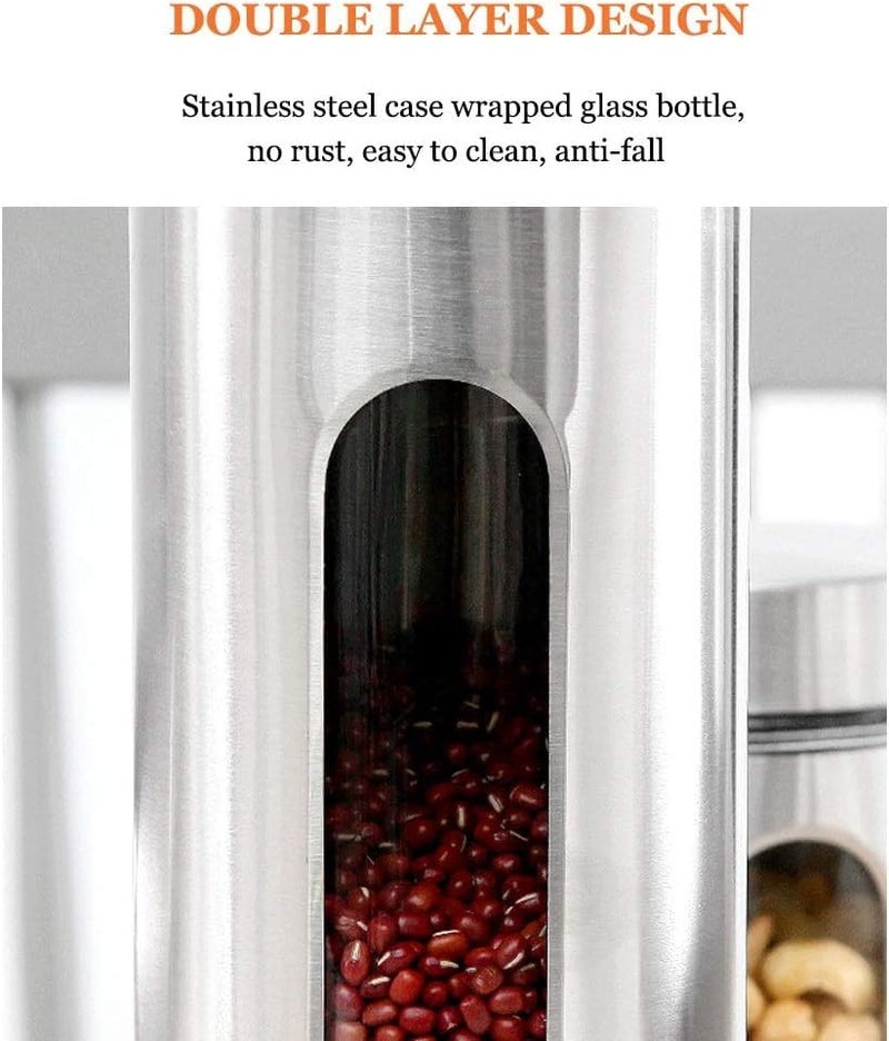 WRINGO Steel Cover Window Clear Glass Jars for Kitchen Storage Food Spices Canister with Airtight Lid Container Organizer, Tea Coffee & Sugar (Silver - 900ML, Set of 4) - Image 5