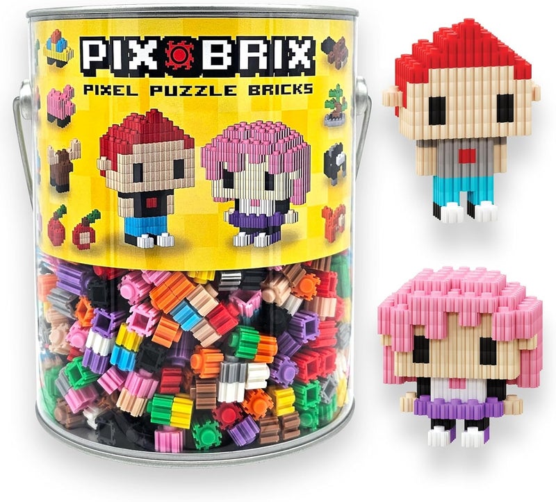 Pix Brix Pixel Art kit Puzzle Bucket 1500Piece Kit with 12Color Medium Palette Patented Interlocking Building Bricks for 2D and 3D Creations STEM Toy for Ages 6 - Image 4